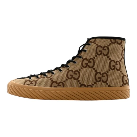 $750 New GUCCI Maxi GG High Top Sneakers Mens 15.5 Brown Ebony Beige 703034UKOH0 - Picture 1 of 5